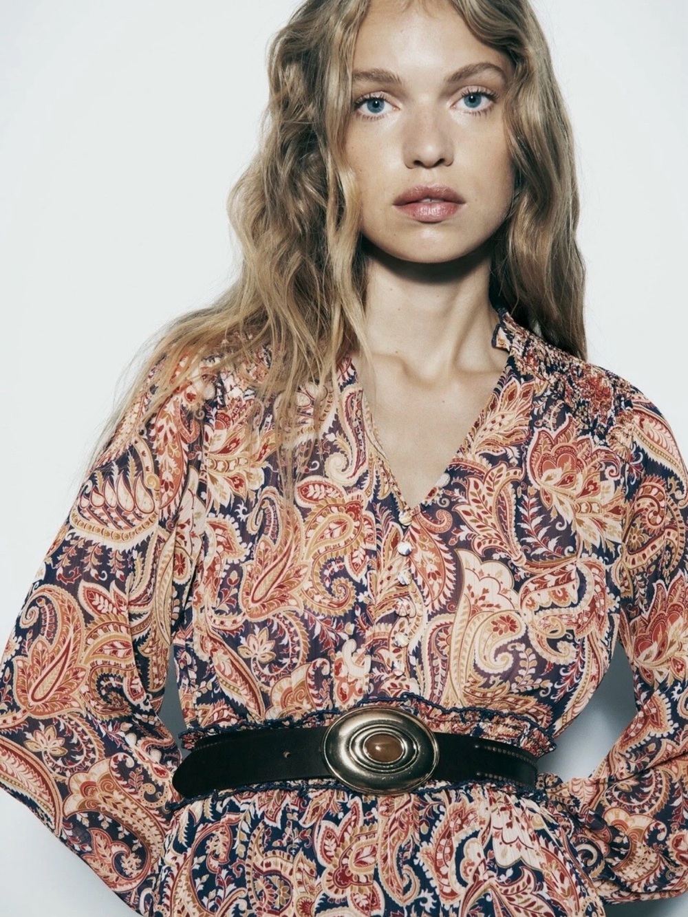 Zara Paisley Button Mini Dress NWT